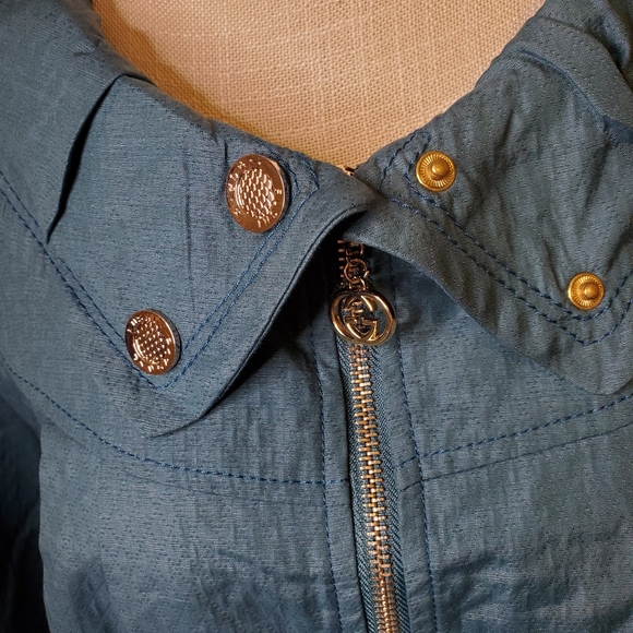 JINGPIN FUSHI | Women's teal argyle quilted texture fashion jacket. Size XS. - Picture 3 of 11